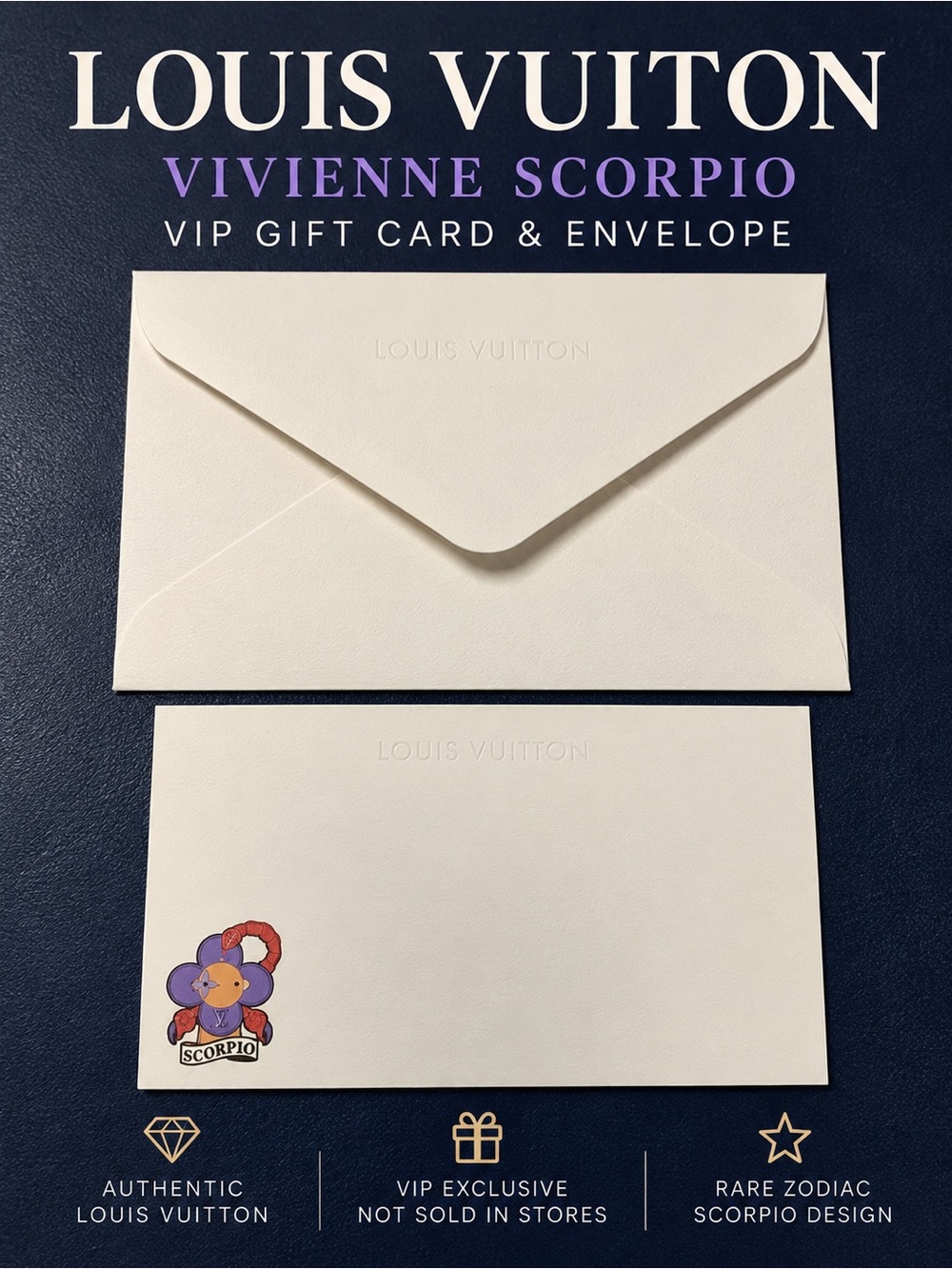 Louis Vuitton Vivienne Scorpio Zodiac VIP Gift Card Envelope Collector